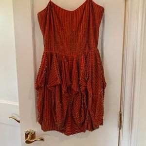 French Connection Sequined Orange Party Dress